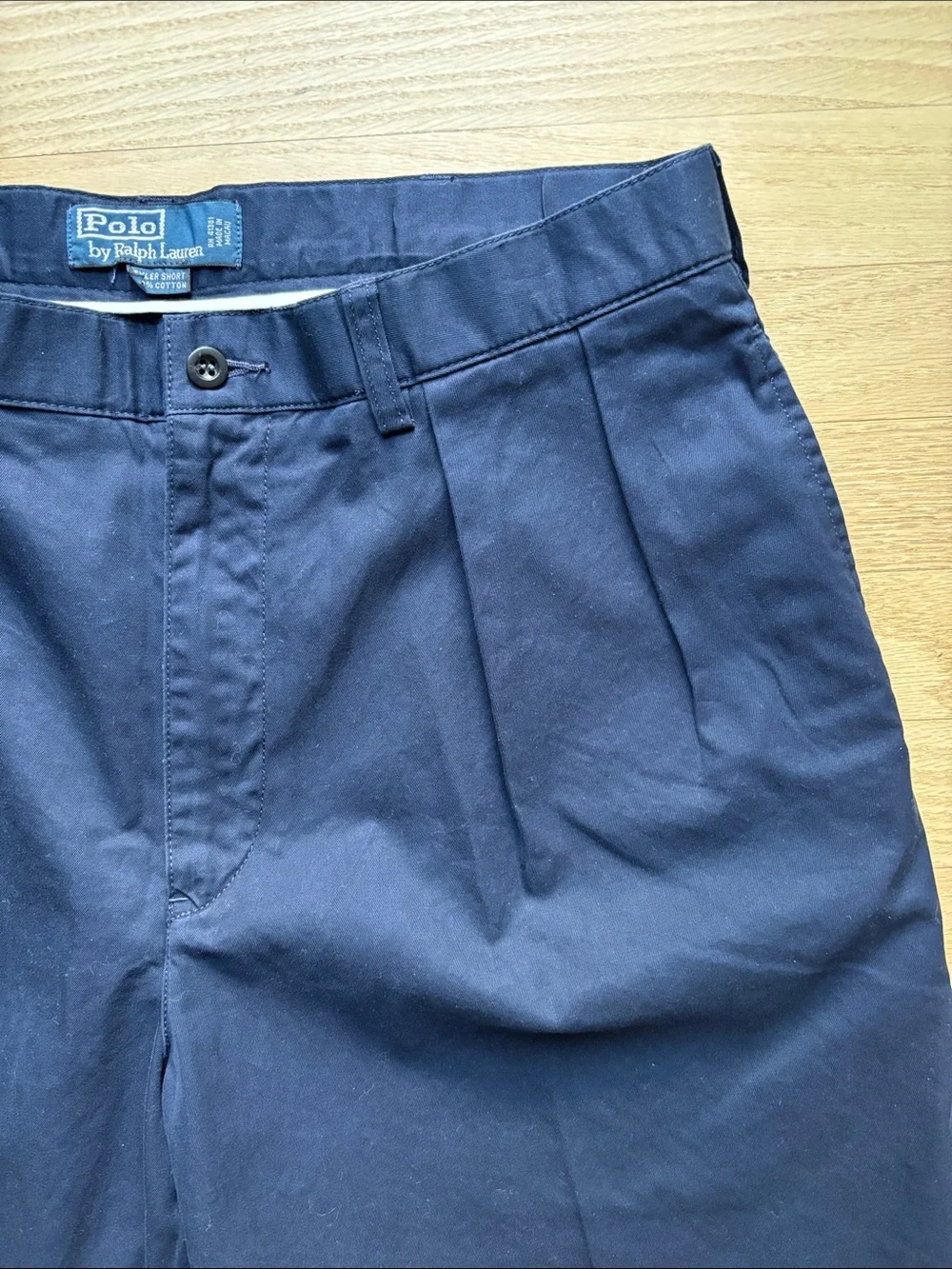 VTG Polo Ralph Lauren Shorts Men’s Size 34 Tyler Short Navy Blue Pleated Chino